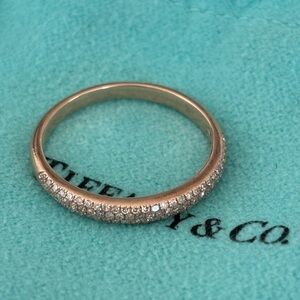 Rose gold and pave diamond stacking ring. Size 7.